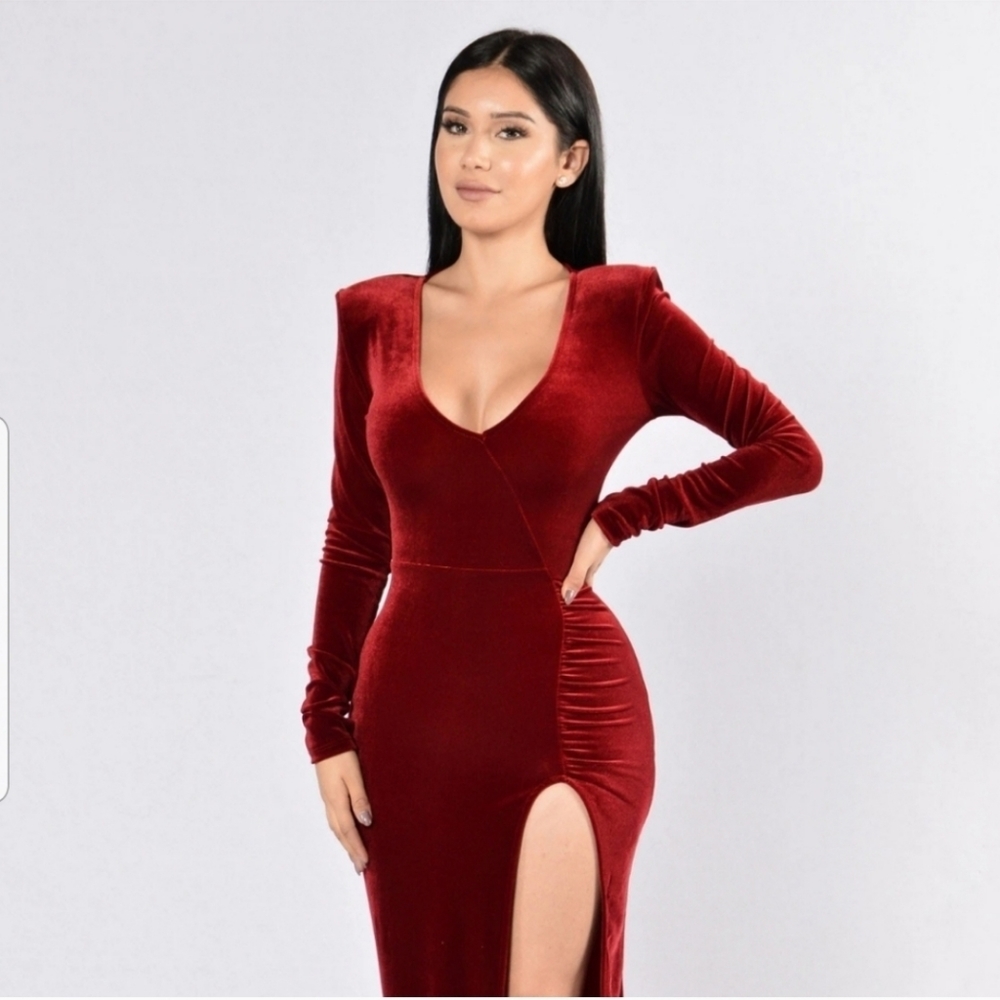 High slit velvet dress